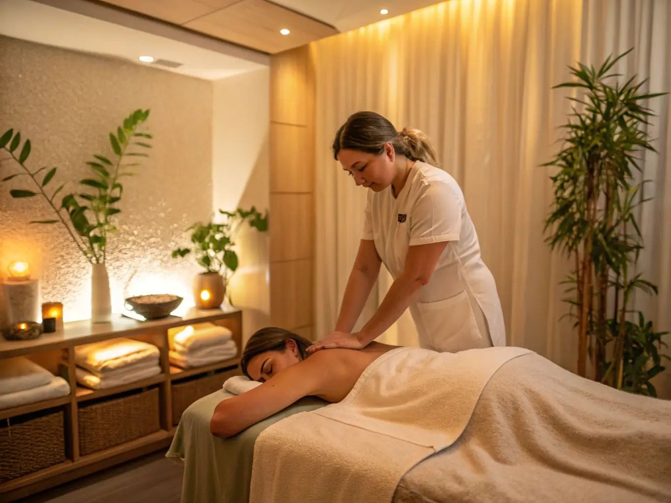 A person receiving a massage focused on relieving muscle tension in their back, illustrating the benefits of targeted massage therapy.